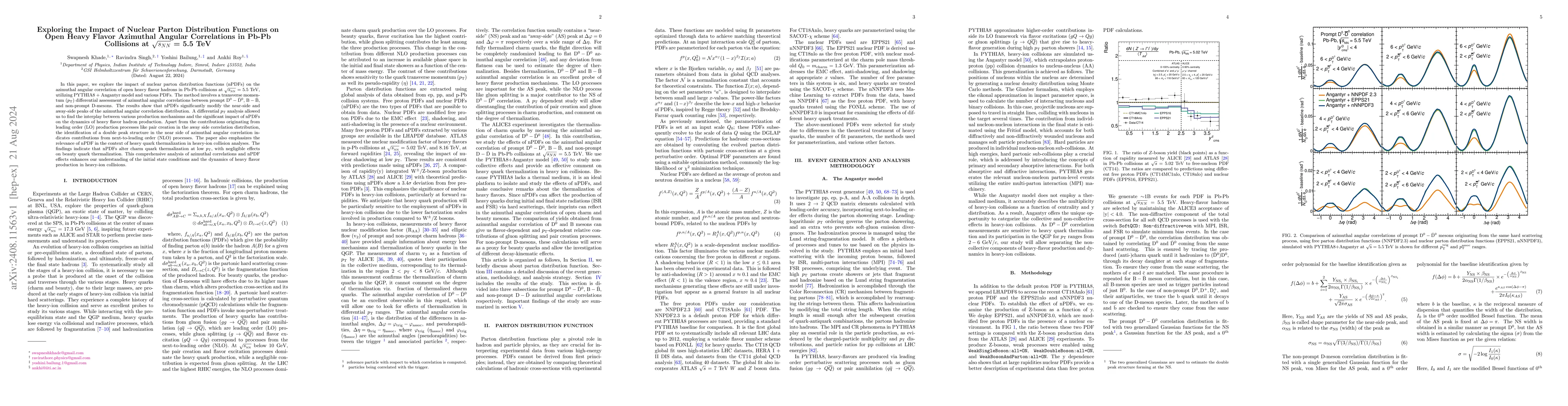 Thumbnail for Exploring the Impact of Nuclear Parton Distribution Functions on Open
  Heavy Flavor Azimuthal Angular Correlations in Pb-Pb Collisions at
  $\sqrt{s_{NN}}$ = 5.5 TeV