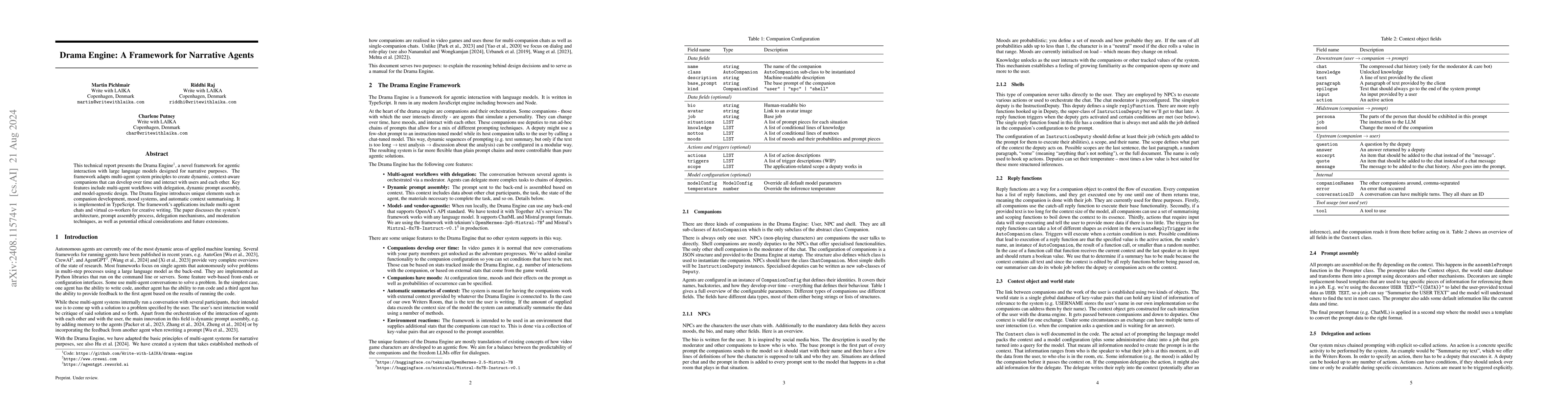 Thumbnail for Drama Engine: A Framework for Narrative Agents