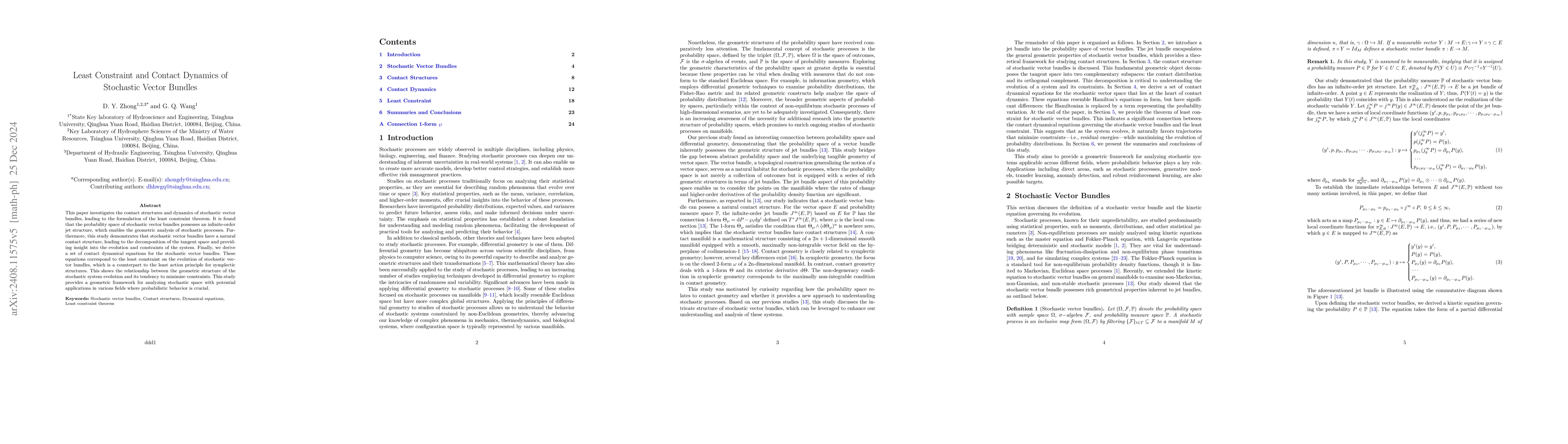 Thumbnail for Contact Structures and Dynamics of Stochastic Vector Bundles
