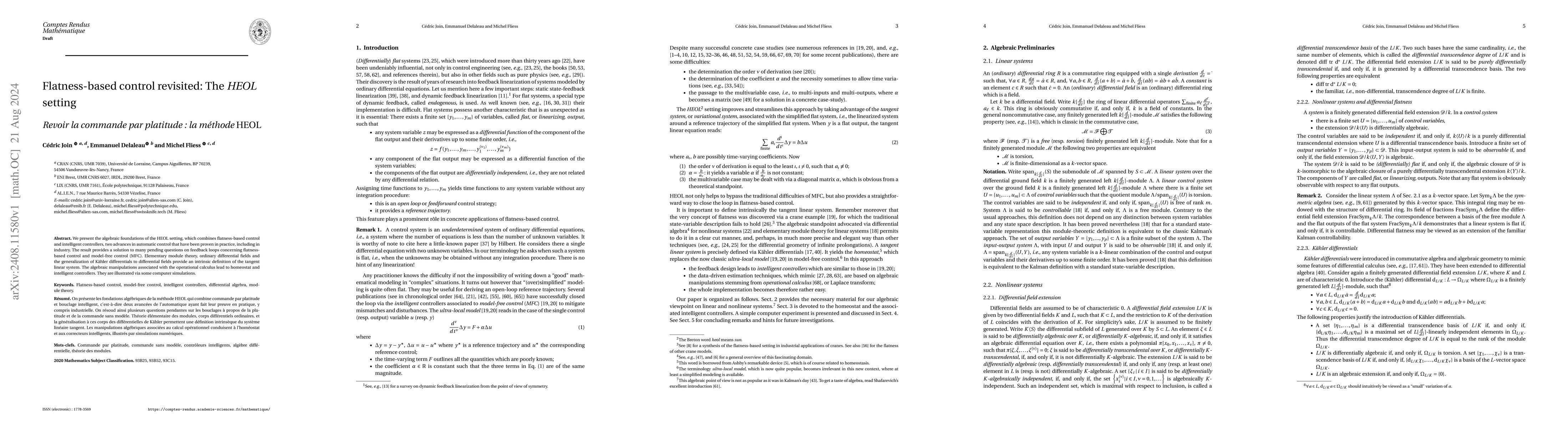Thumbnail for Flatness-based control revisited: The HEOL setting