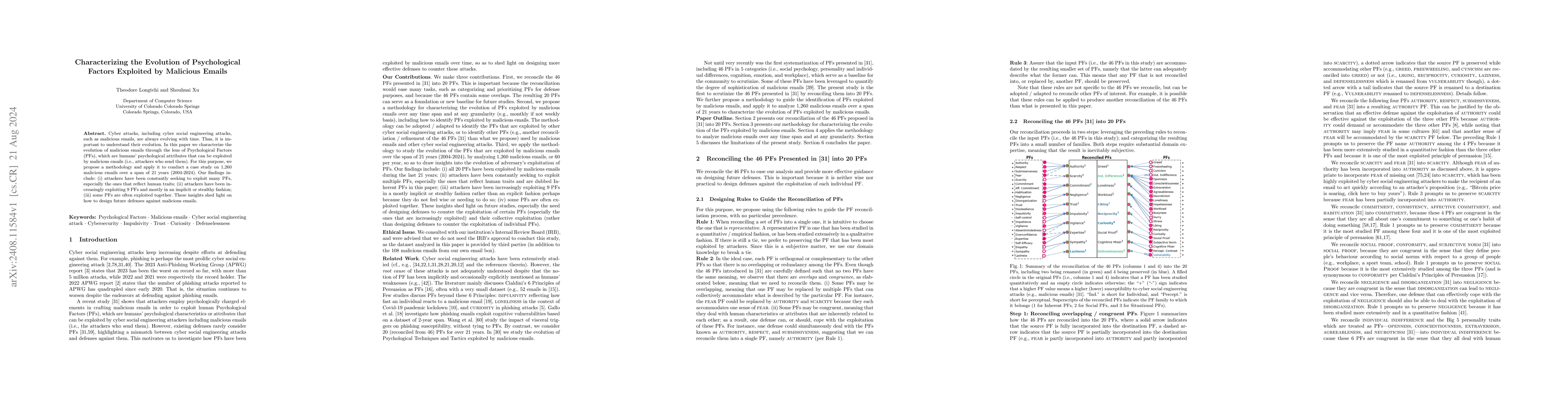 Thumbnail for Characterizing the Evolution of Psychological Factors Exploited by
  Malicious Emails