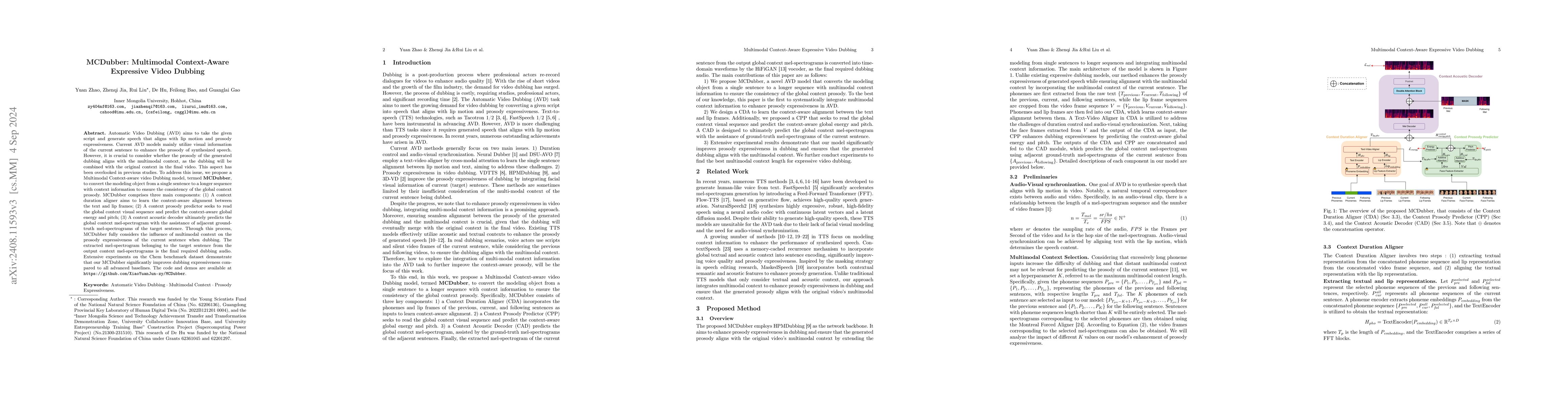 Thumbnail for MCDubber: Multimodal Context-Aware Expressive Video Dubbing
