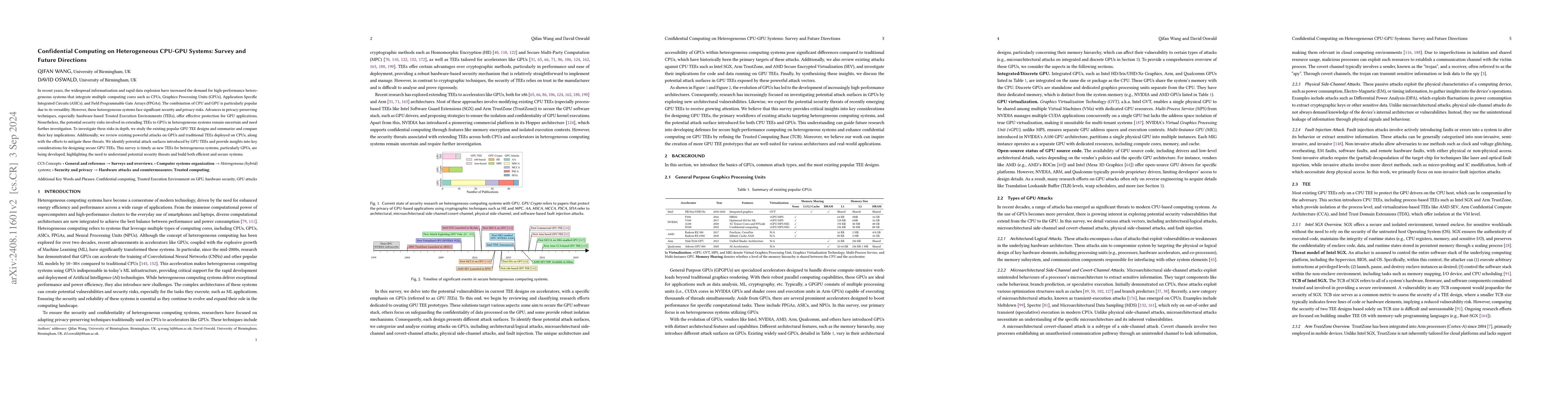 Thumbnail for Confidential Computing on Heterogeneous CPU-GPU Systems: Survey and
  Future Directions