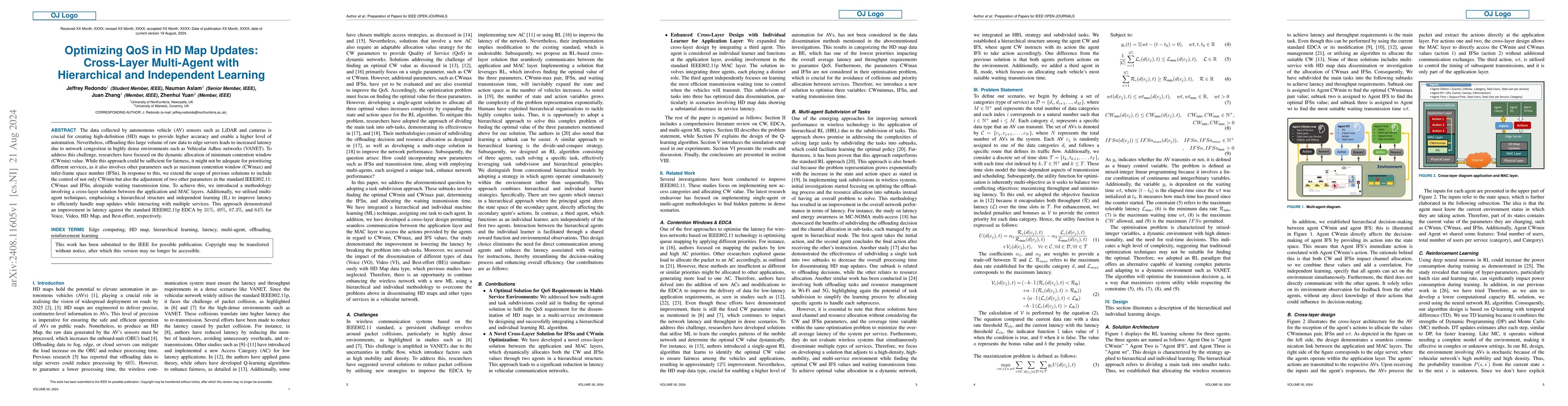 Thumbnail for Optimizing QoS in HD Map Updates: Cross-Layer Multi-Agent with
  Hierarchical and Independent Learning