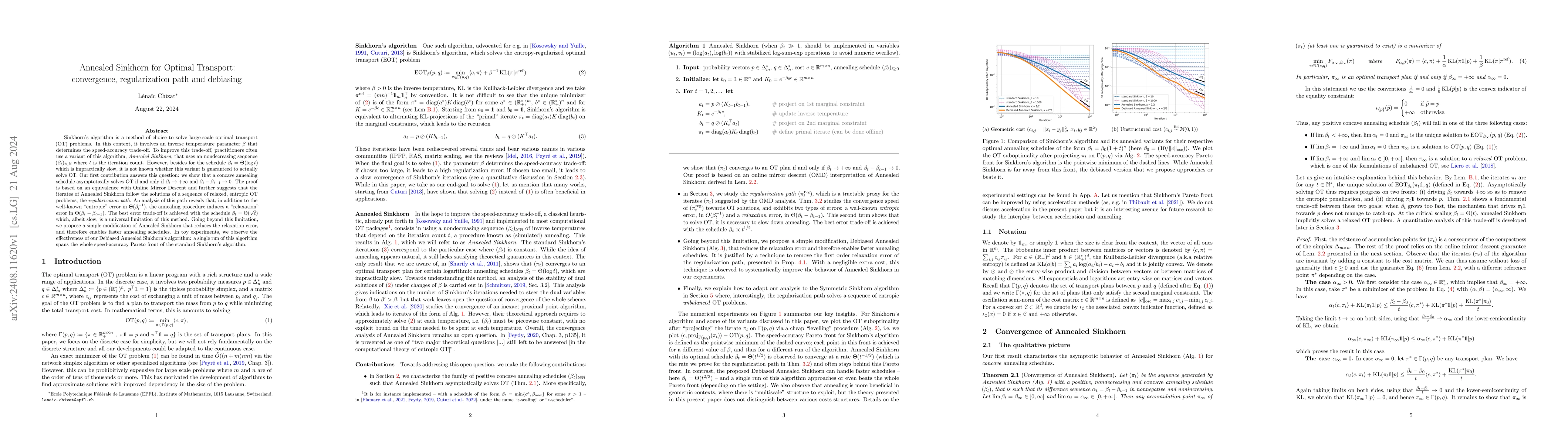 Thumbnail for Annealed Sinkhorn for Optimal Transport: convergence, regularization
  path and debiasing