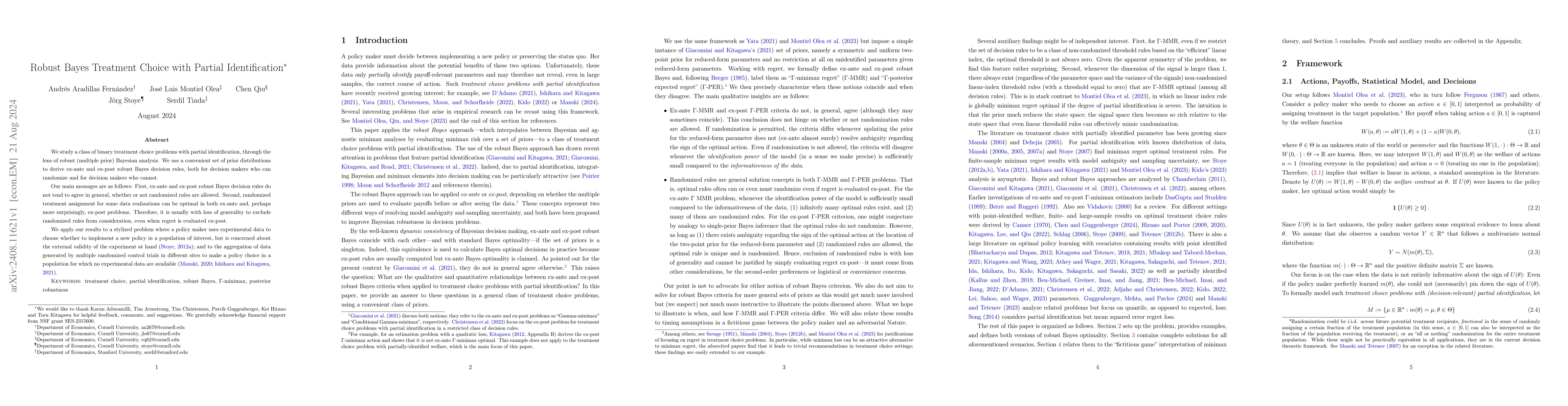 Thumbnail for Robust Bayes Treatment Choice with Partial Identification