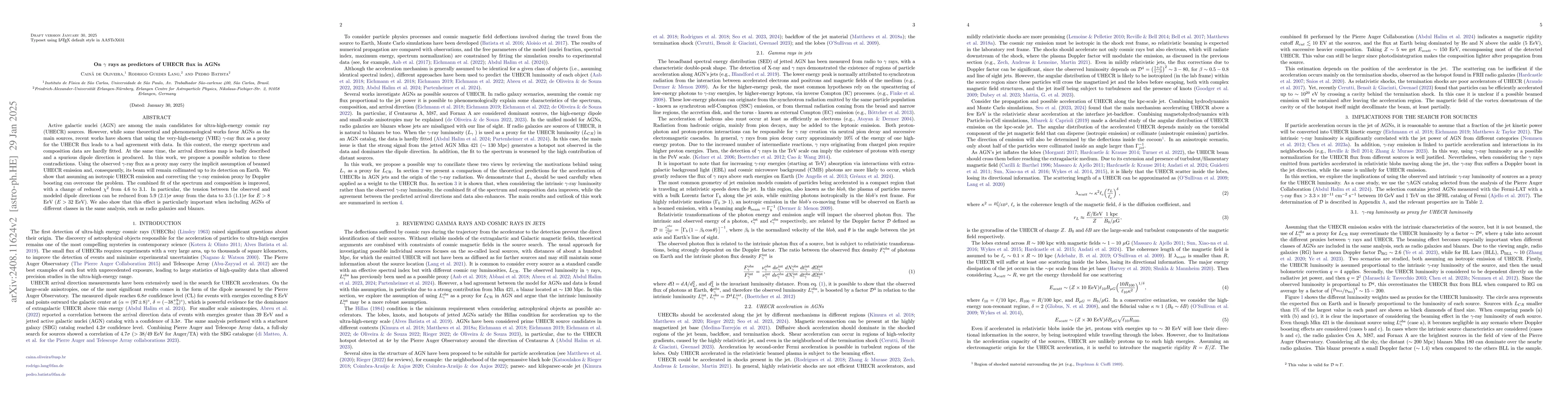 Thumbnail for On gamma rays as predictors of UHECR flux in AGNs