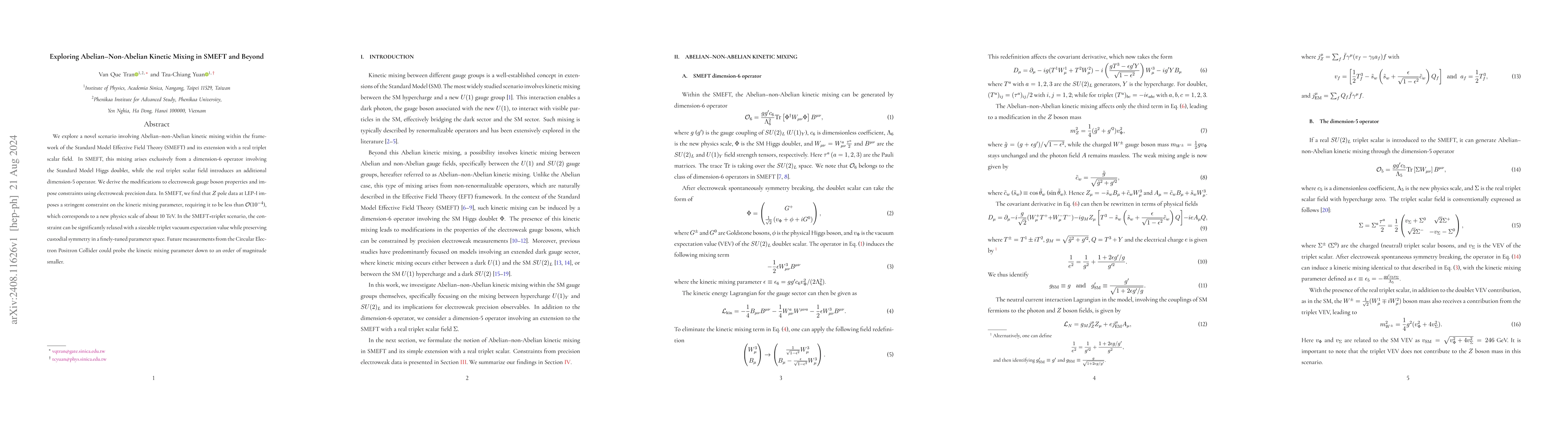 Thumbnail for Exploring Abelian-Non-Abelian Kinetic Mixing in SMEFT and Beyond