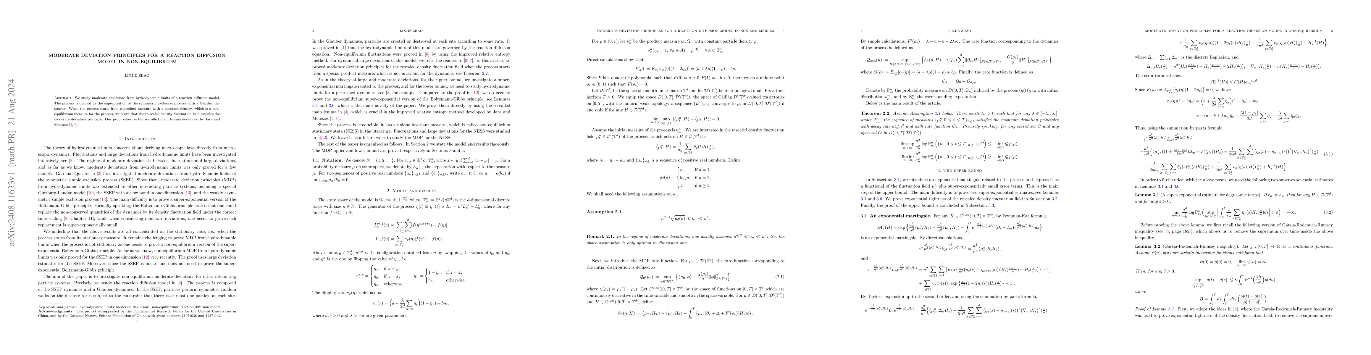 Thumbnail for Moderate deviation principles for a reaction diffusion model in
  non-equilibrium