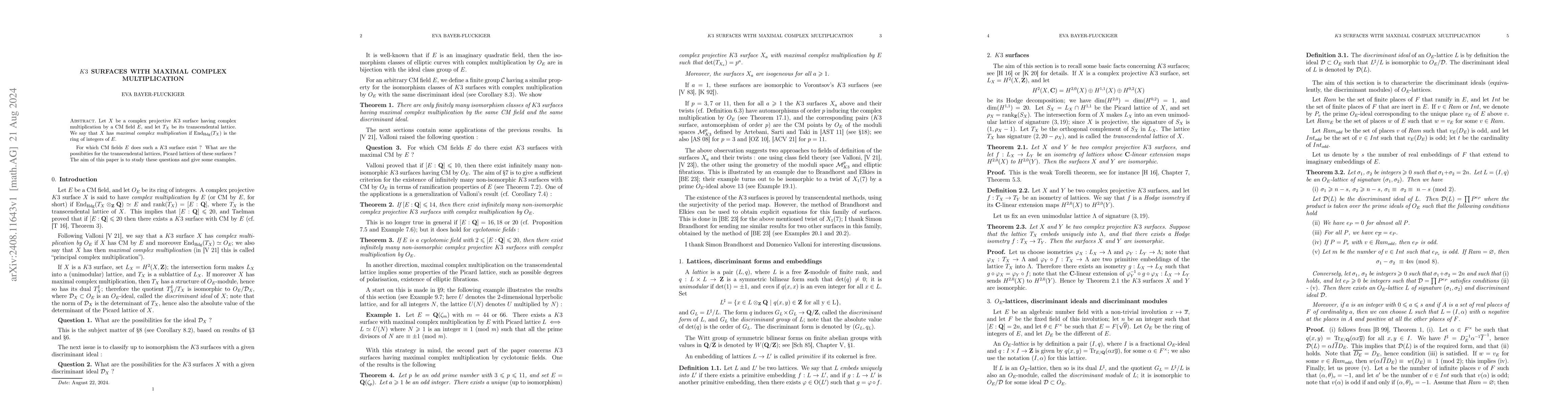 Thumbnail for K3 surfaces with maximal complex multiplication
