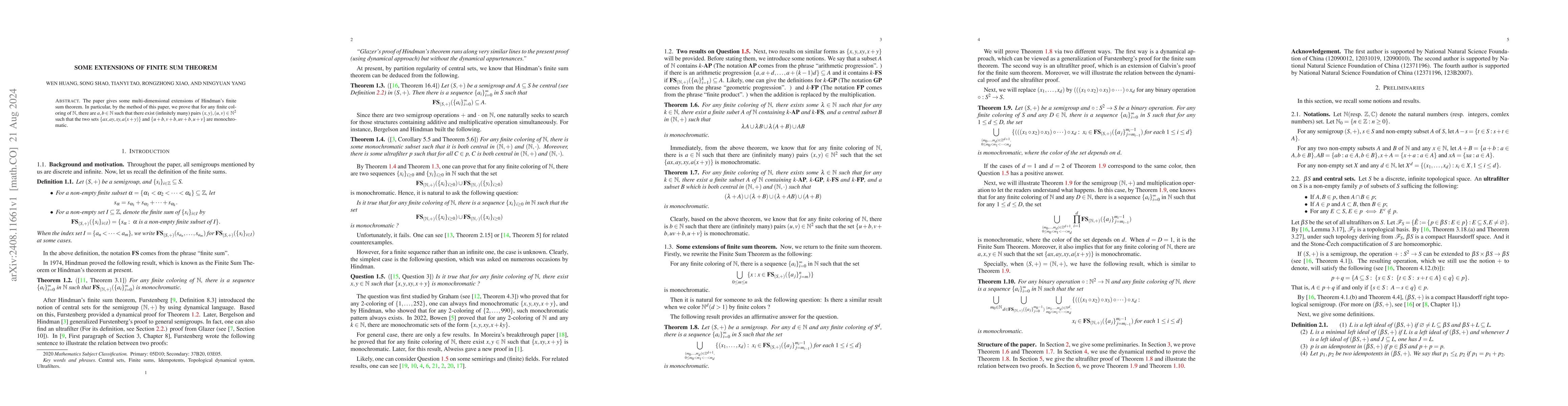 Thumbnail for Some Extensions of Finite Sum Theorem