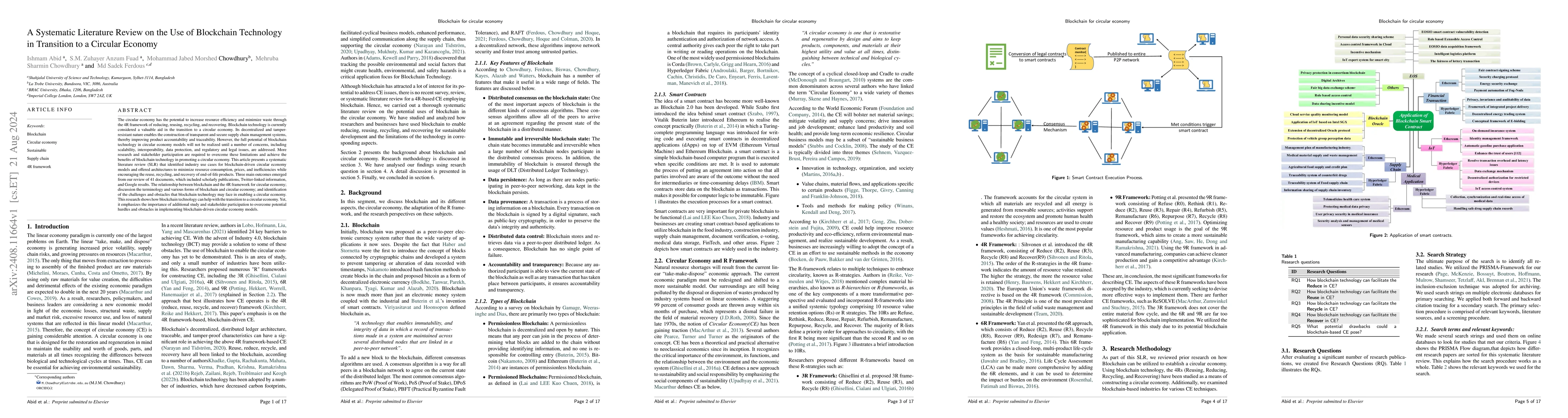 Thumbnail for A Systematic Literature Review on the Use of Blockchain Technology in
  Transition to a Circular Economy