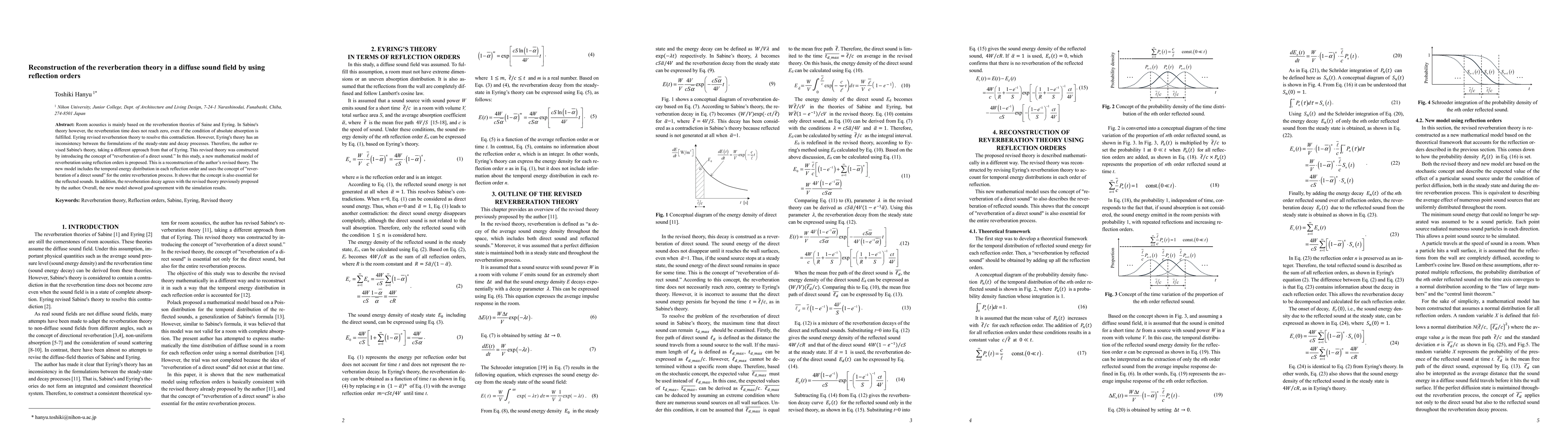 Thumbnail for Reconstruction of the reverberation theory in a diffuse sound field by
  using reflection orders