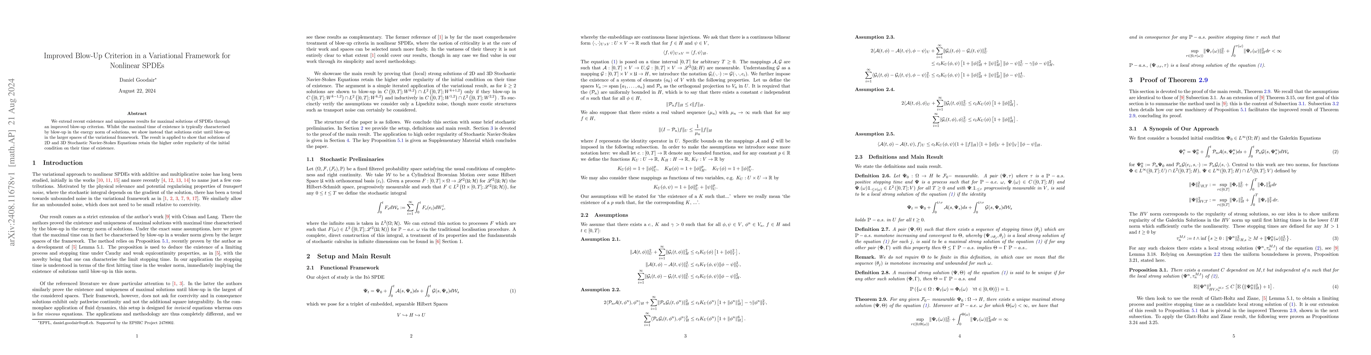 Thumbnail for Improved Blow-Up Criterion in a Variational Framework for Nonlinear
  SPDEs