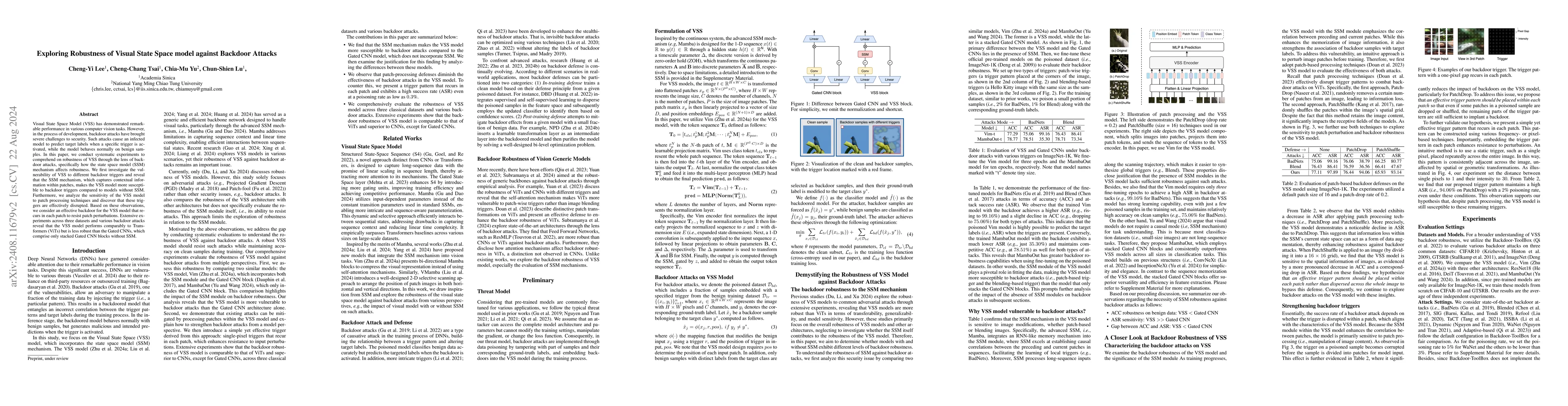Thumbnail for Exploring Robustness of Visual State Space model against Backdoor
  Attacks