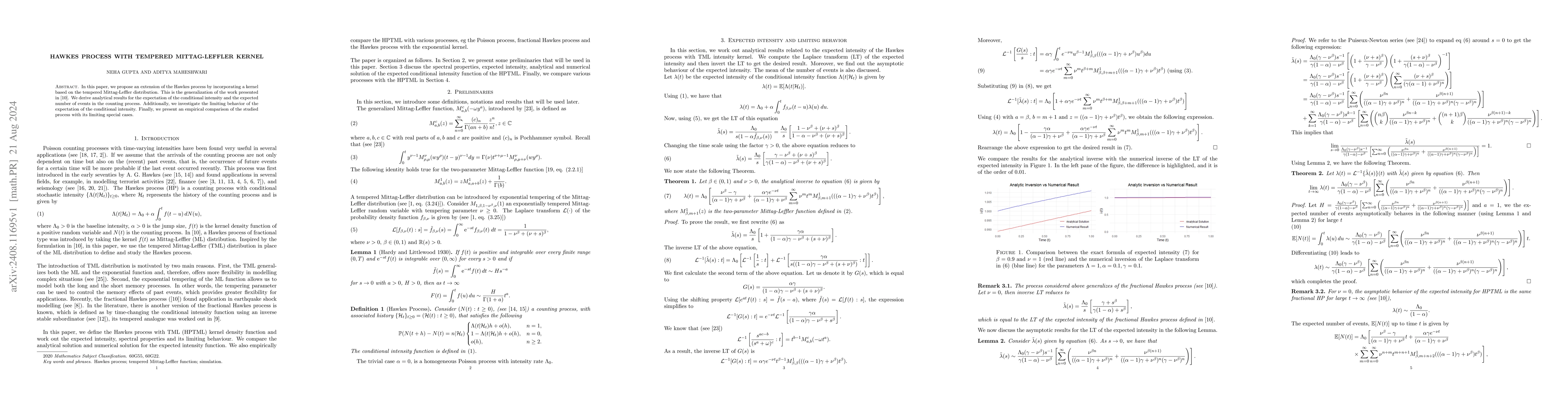 Thumbnail for Hawkes process with tempered Mittag-Leffler kernel