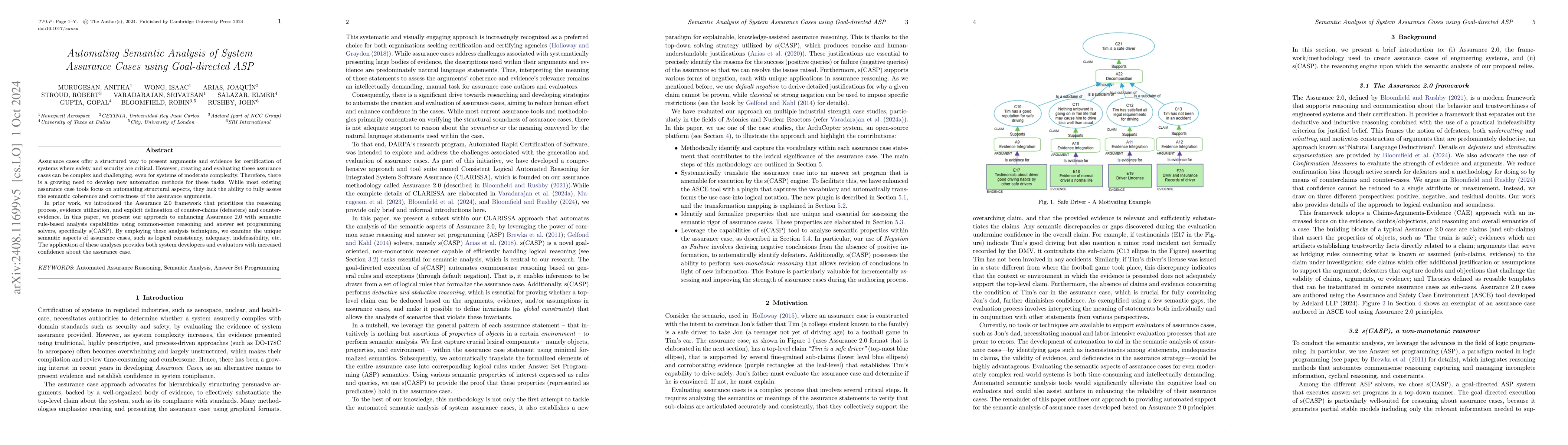 Thumbnail for Automating Semantic Analysis of System Assurance Cases using
  Goal-directed ASP