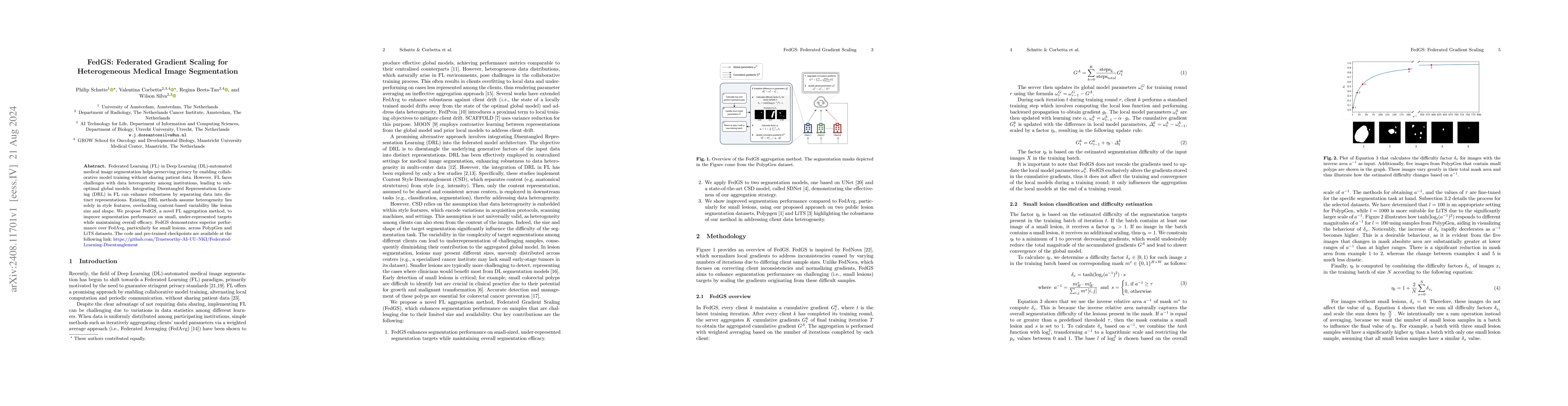 Thumbnail for FedGS: Federated Gradient Scaling for Heterogeneous Medical Image
  Segmentation