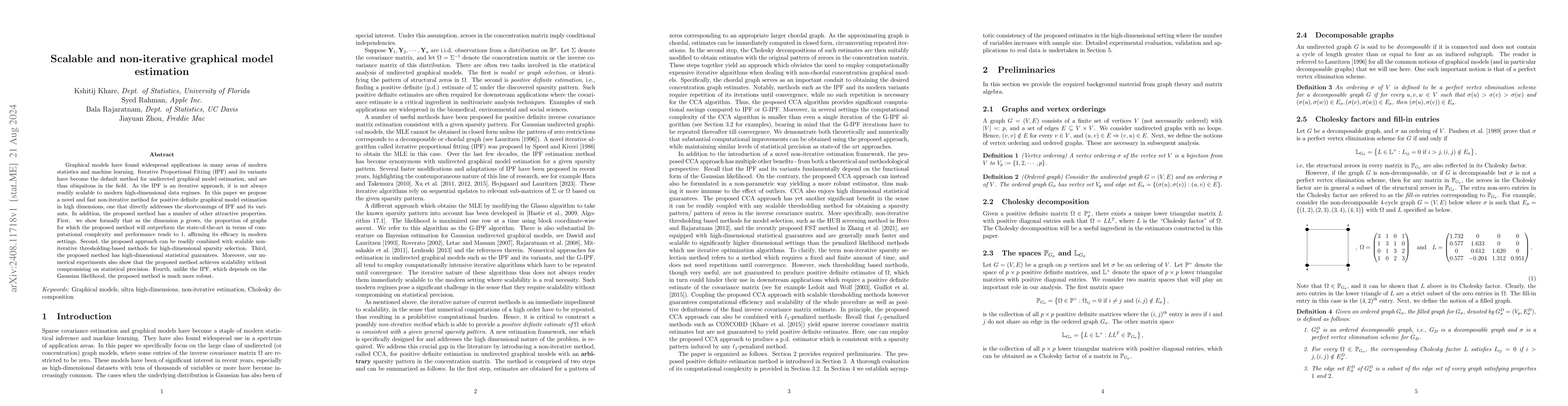 Thumbnail for Scalable and non-iterative graphical model estimation