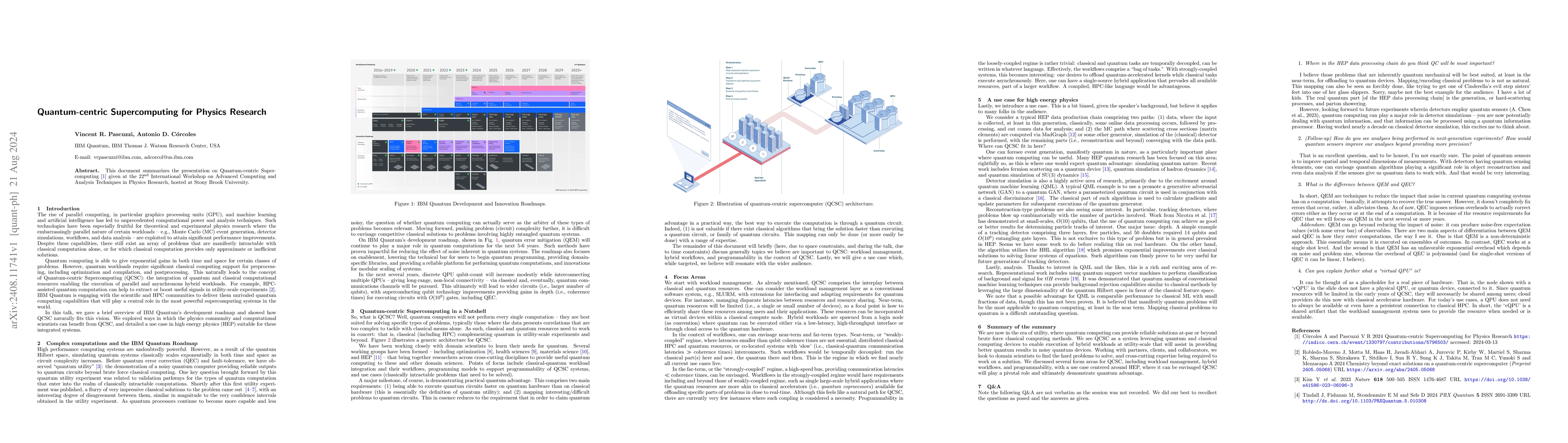 Thumbnail for Quantum-centric Supercomputing for Physics Research