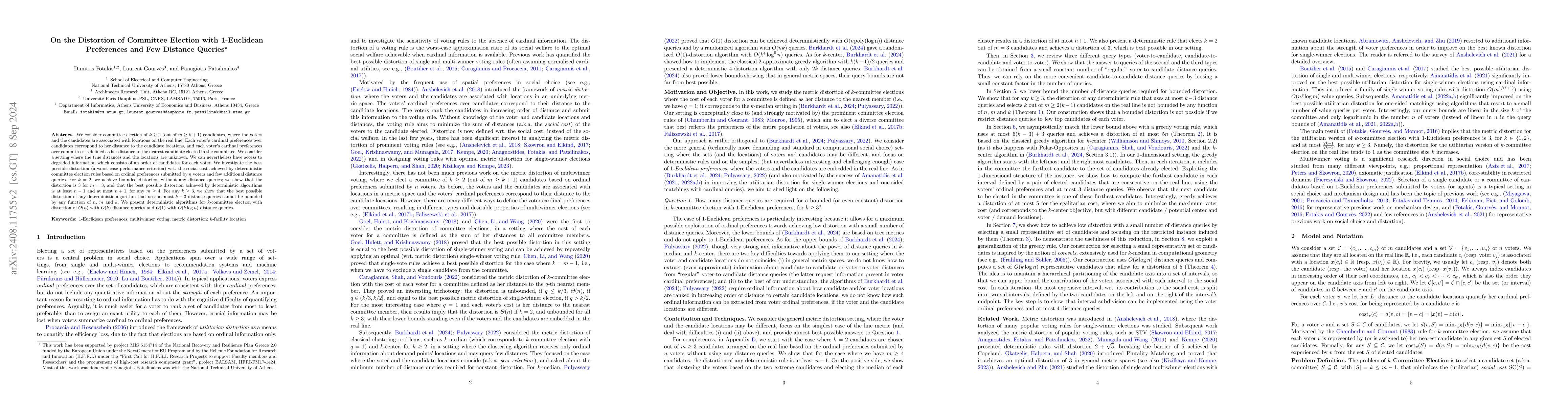Thumbnail for On the Distortion of Committee Election with 1-Euclidean Preferences and
  Few Distance Queries
