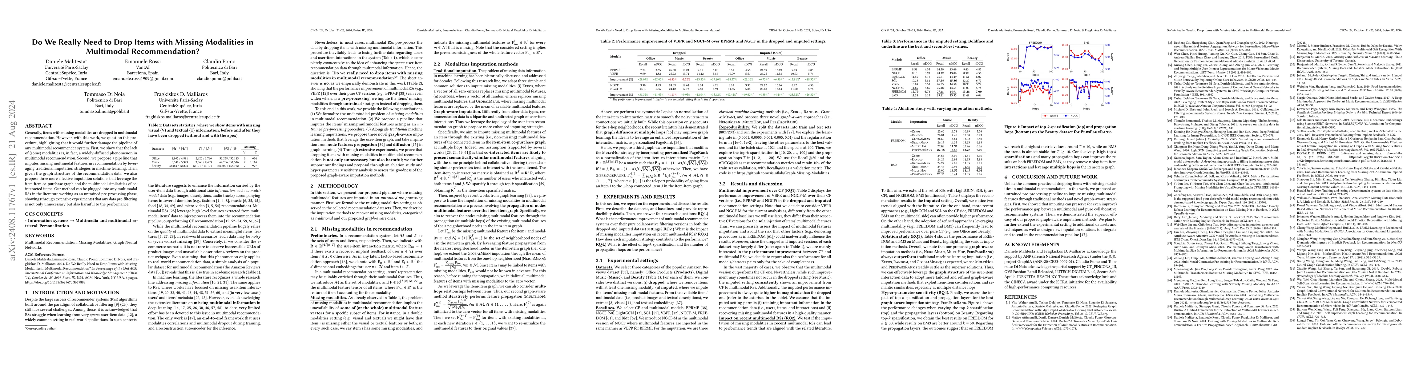 Thumbnail for Do We Really Need to Drop Items with Missing Modalities in Multimodal
  Recommendation?
