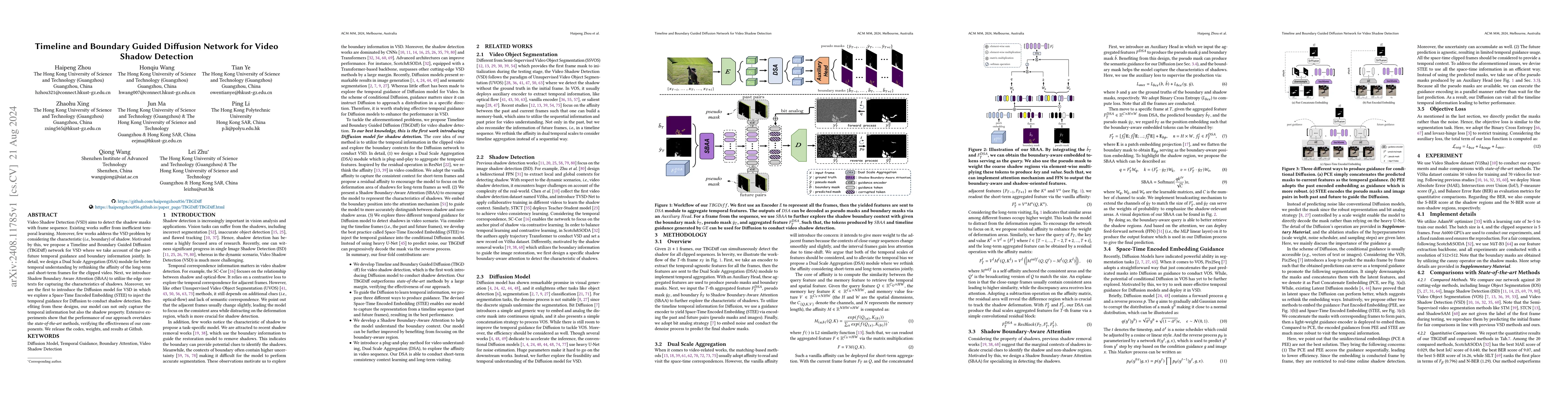 Thumbnail for Timeline and Boundary Guided Diffusion Network for Video Shadow
  Detection