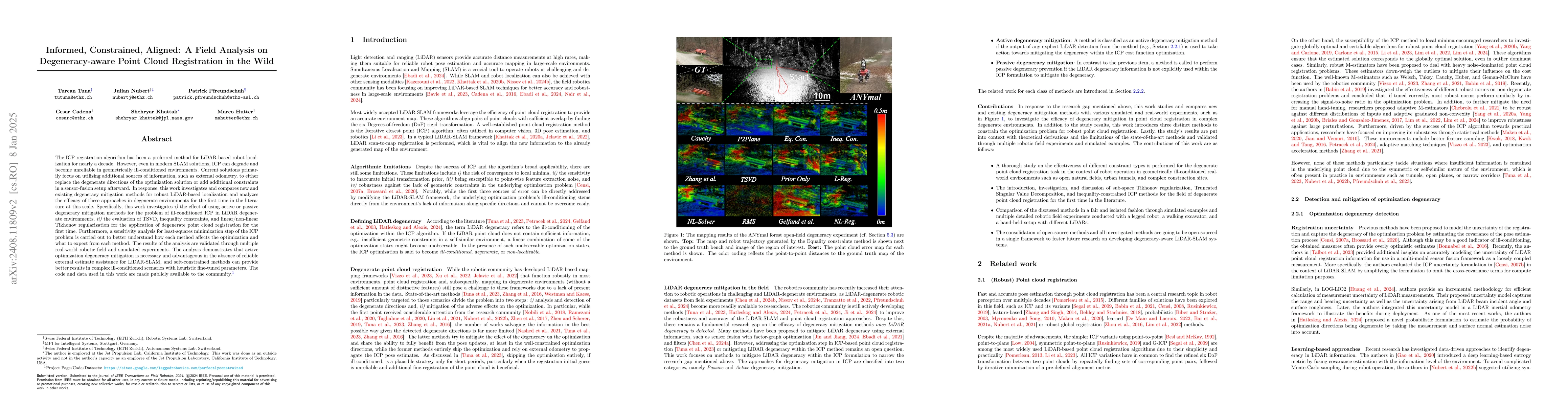 Thumbnail for Informed, Constrained, Aligned: A Field Analysis on Degeneracy-aware
  Point Cloud Registration in the Wild