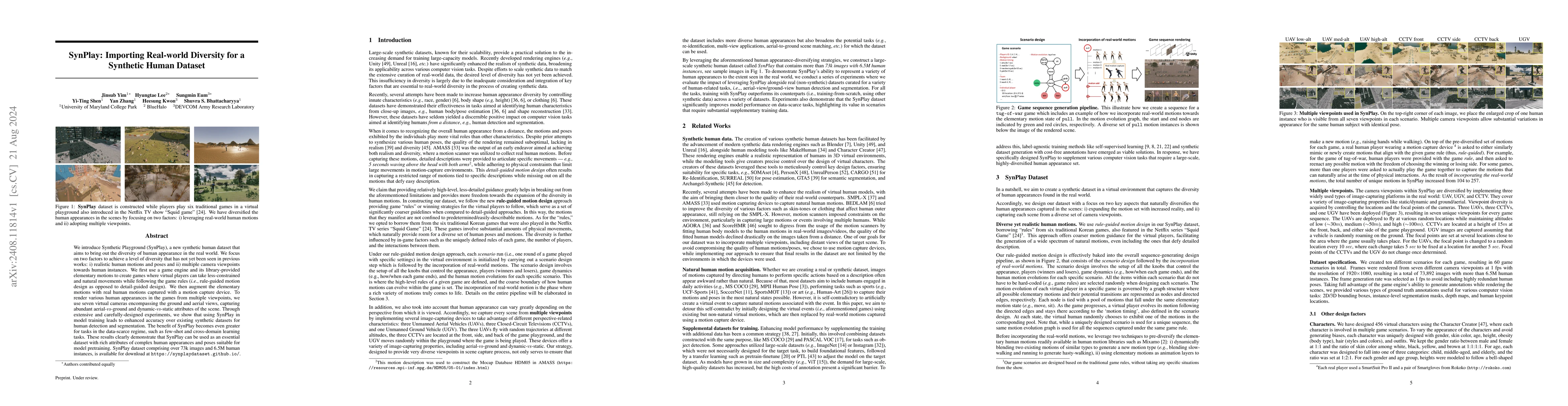 Thumbnail for SynPlay: Importing Real-world Diversity for a Synthetic Human Dataset