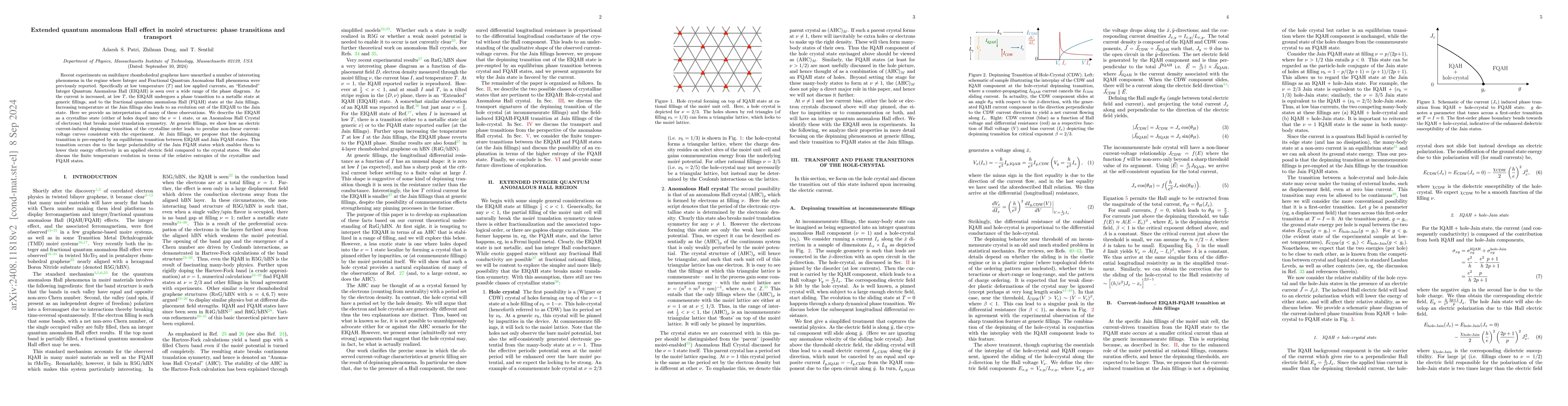 Thumbnail for Extended quantum anomalous Hall effect in moiré structures: phase
  transitions and transport