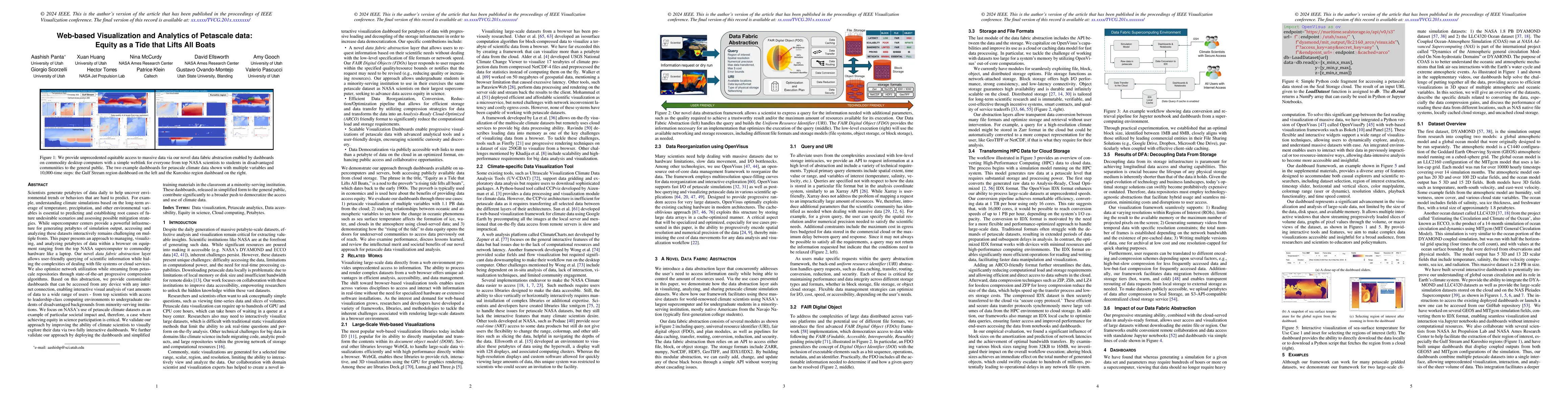Thumbnail for Web-based Visualization and Analytics of Petascale data: Equity as a
  Tide that Lifts All Boats