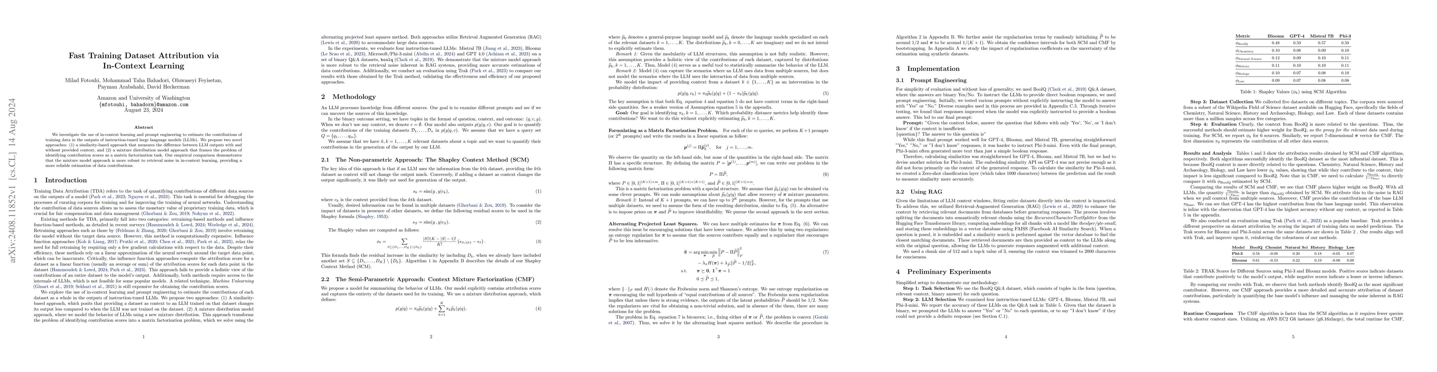 Thumbnail for Fast Training Dataset Attribution via In-Context Learning