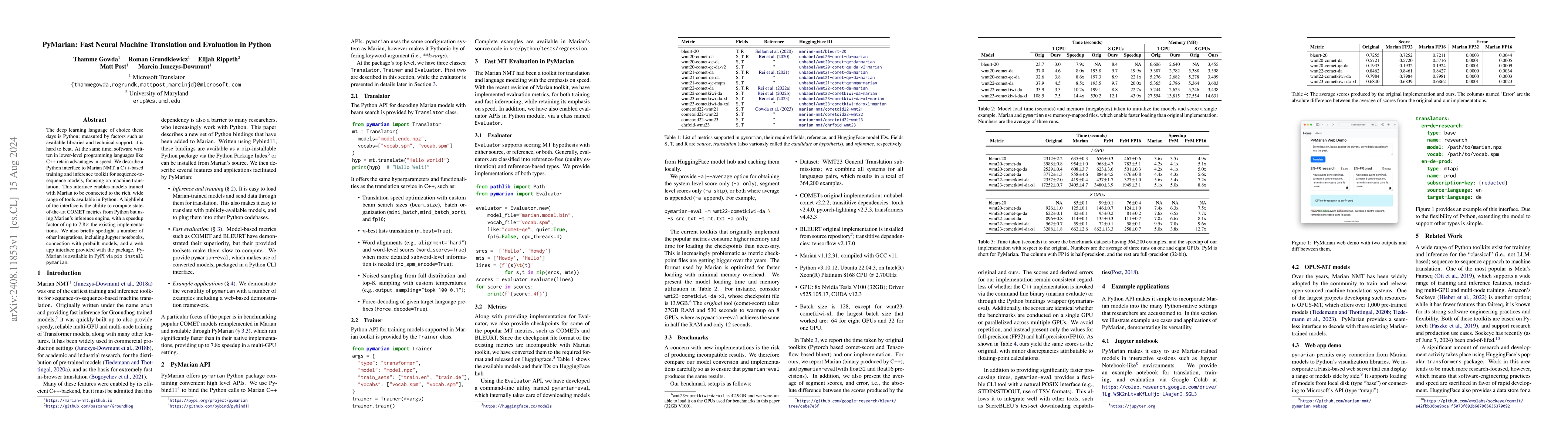 Thumbnail for PyMarian: Fast Neural Machine Translation and Evaluation in Python