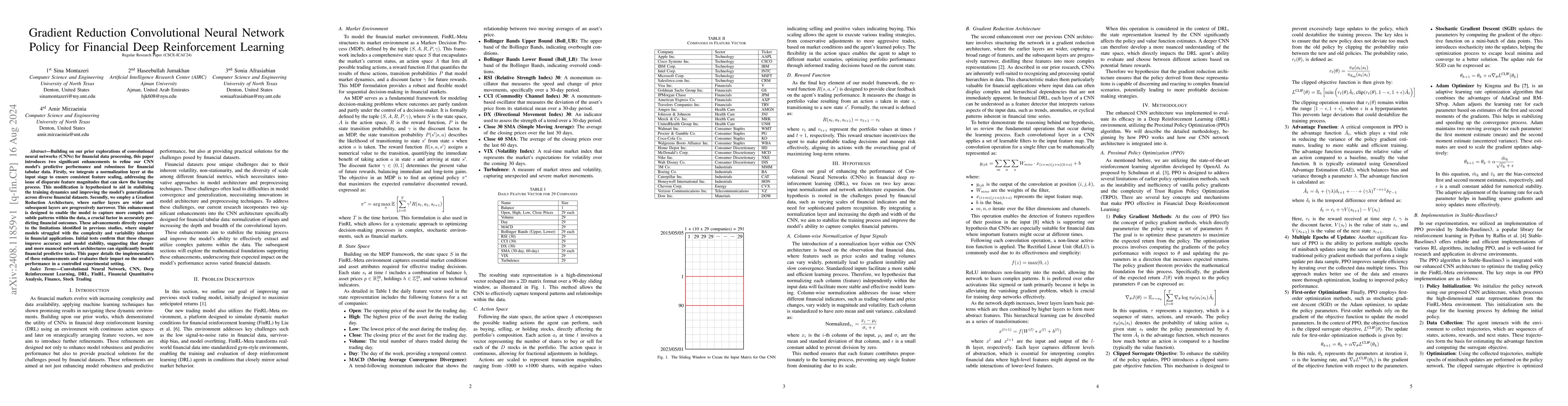 Thumbnail for Gradient Reduction Convolutional Neural Network Policy for Financial
  Deep Reinforcement Learning