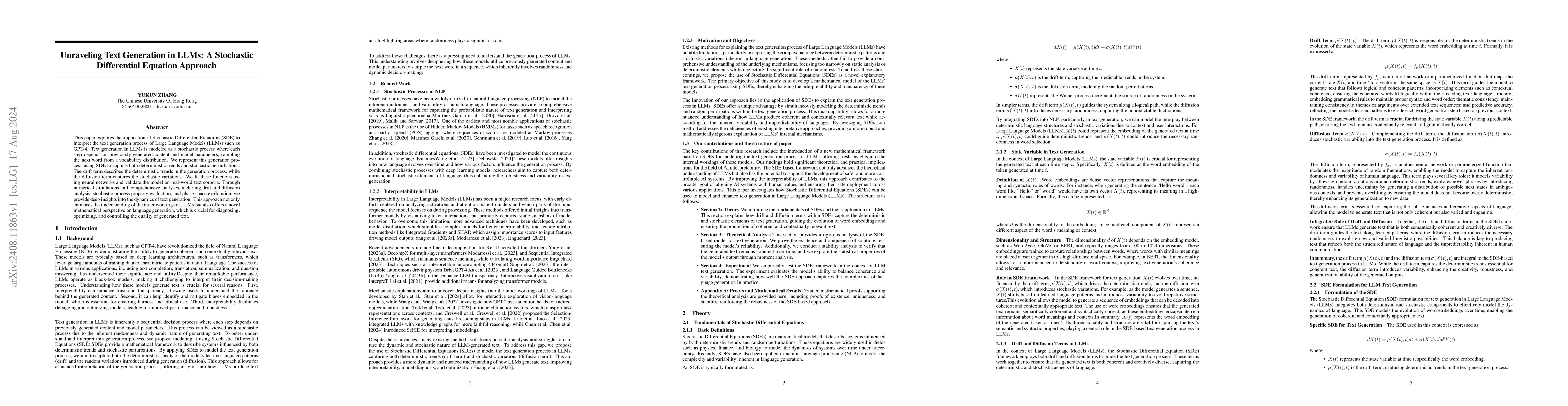 Thumbnail for Unraveling Text Generation in LLMs: A Stochastic Differential Equation
  Approach
