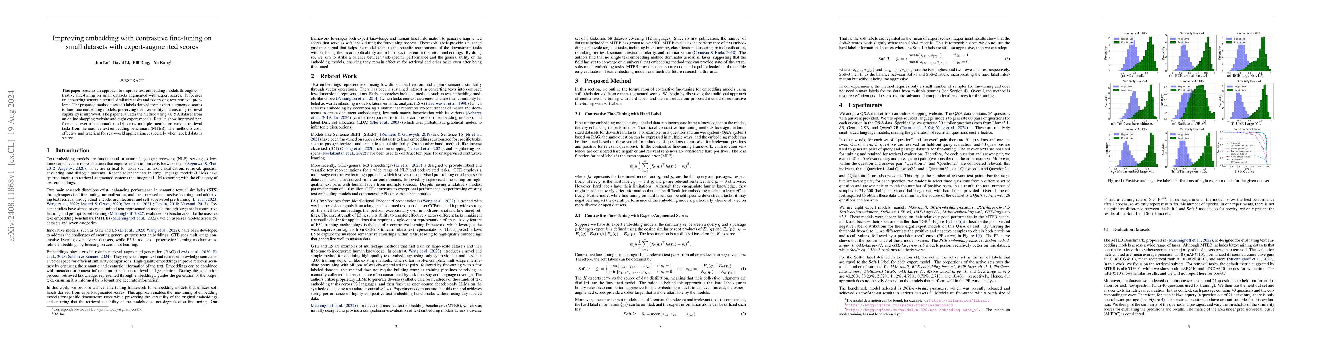 Thumbnail for Improving embedding with contrastive fine-tuning on small datasets with
  expert-augmented scores