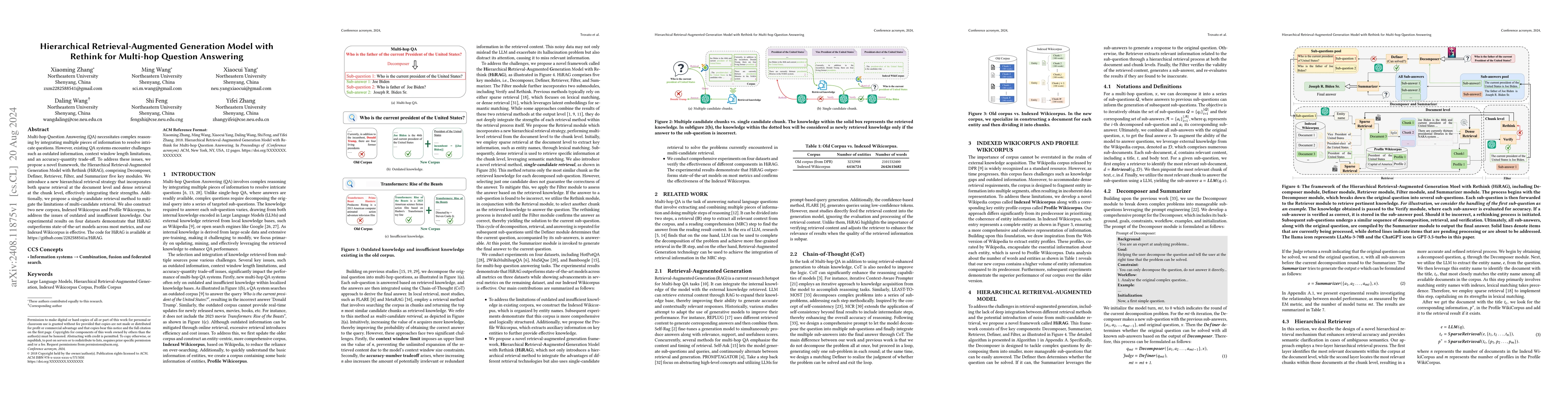 Thumbnail for Hierarchical Retrieval-Augmented Generation Model with Rethink for
  Multi-hop Question Answering