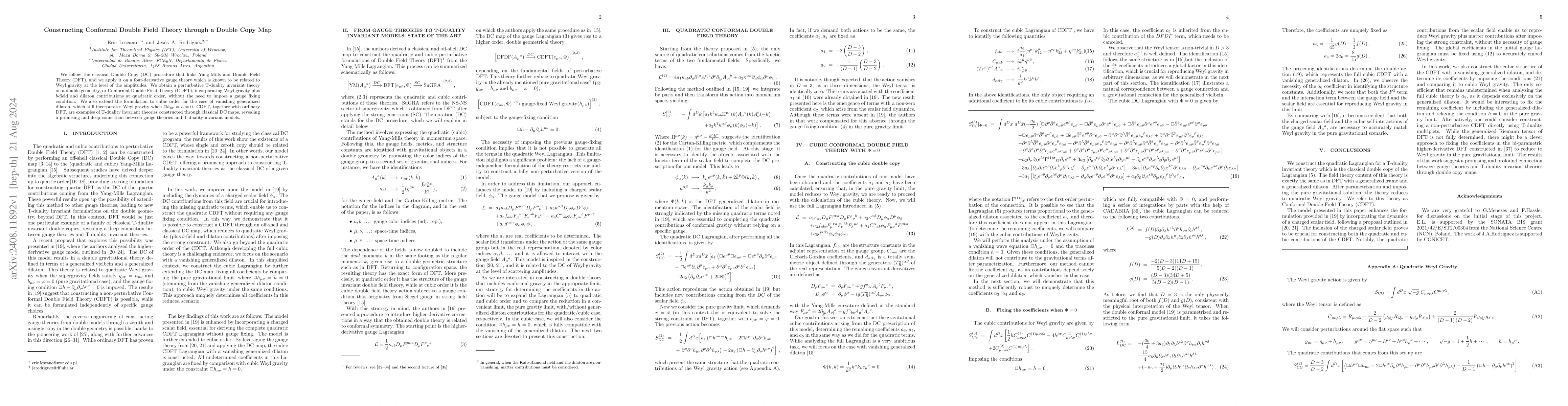 Thumbnail for Constructing Conformal Double Field Theory through a Double Copy Map