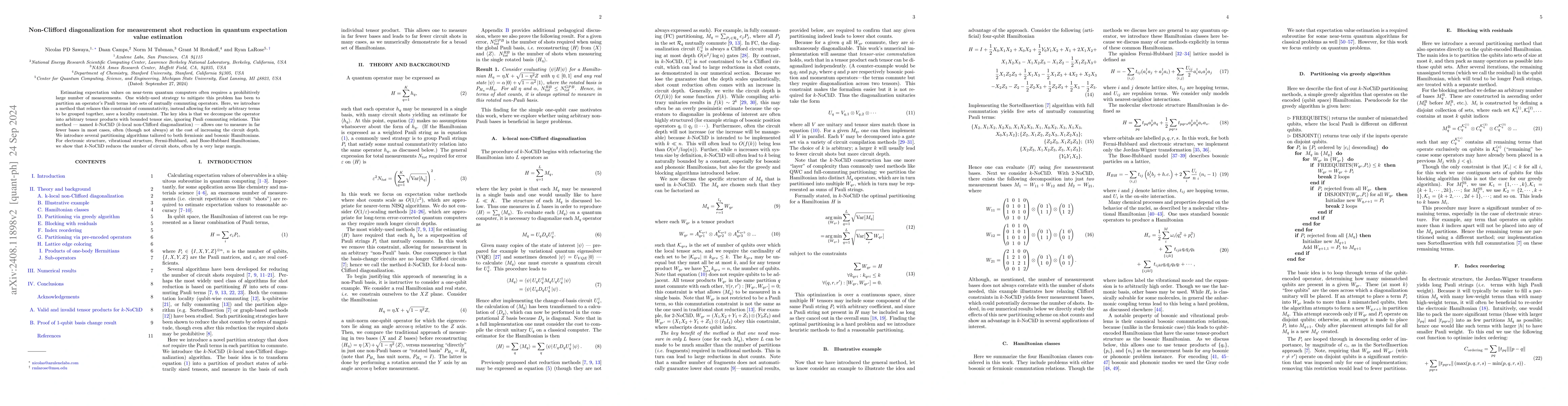 Thumbnail for Non-Clifford diagonalization for measurement shot reduction in quantum
  expectation value estimation