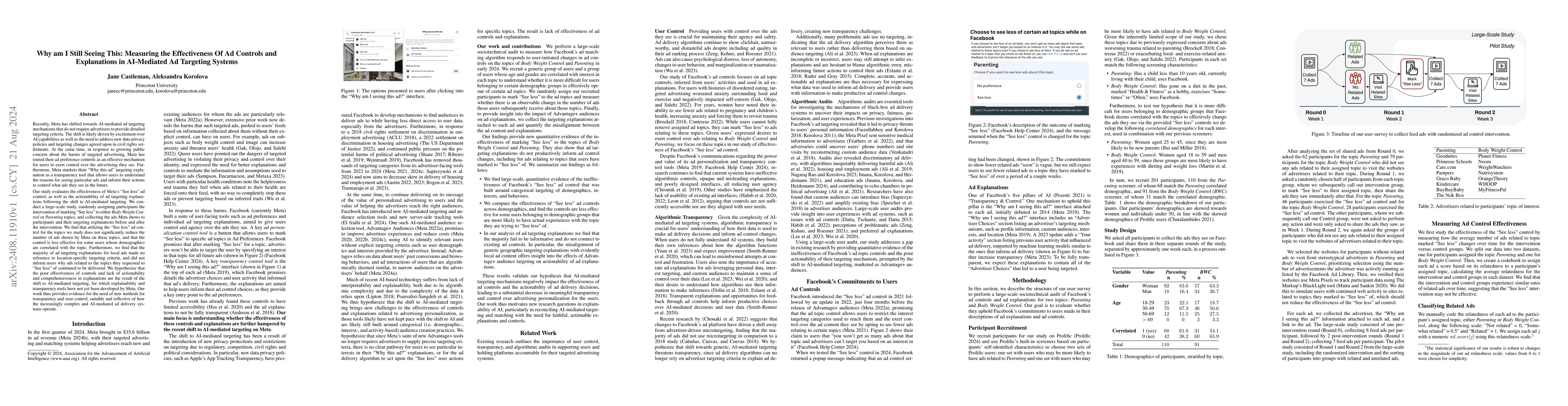 Thumbnail for Why am I Still Seeing This: Measuring the Effectiveness Of Ad Controls
  and Explanations in AI-Mediated Ad Targeting Systems