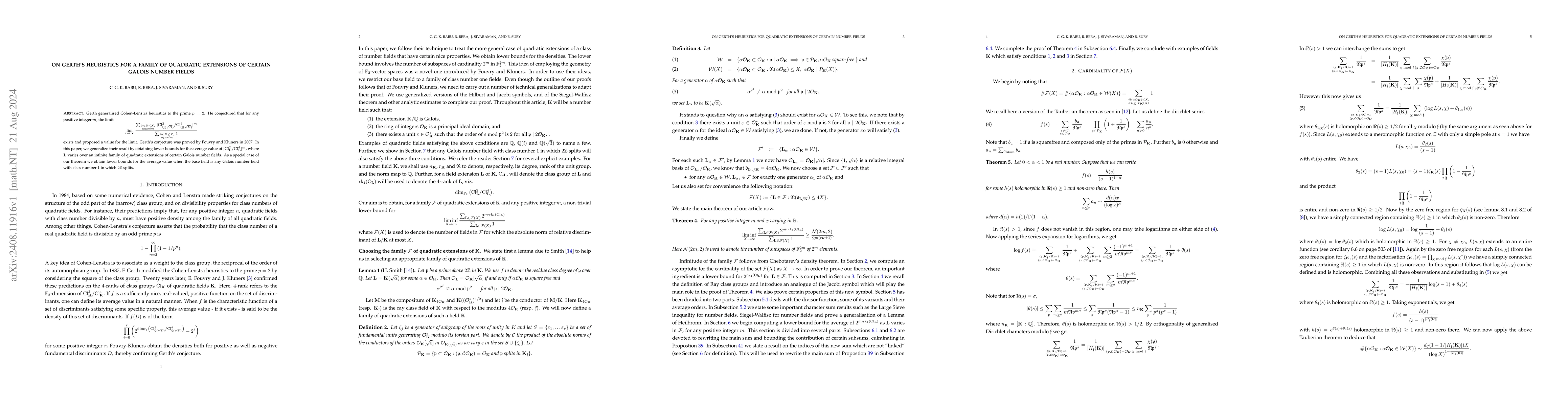 Thumbnail for Gerth's heuristics for a family of quadratic extensions of certain
  Galois number fields