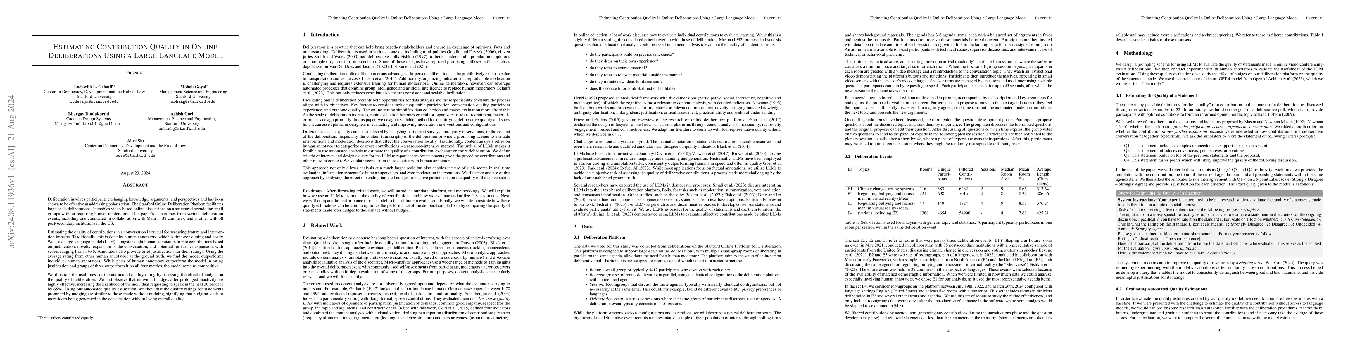 Thumbnail for Estimating Contribution Quality in Online Deliberations Using a Large
  Language Model