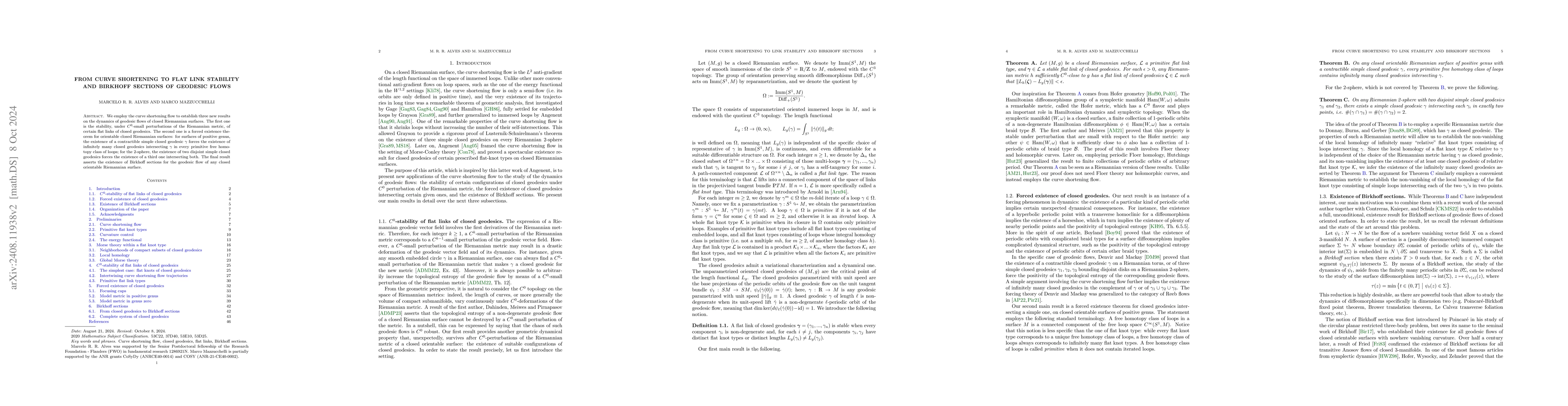 Thumbnail for From curve shortening to flat link stability and Birkhoff sections of
  geodesic flows