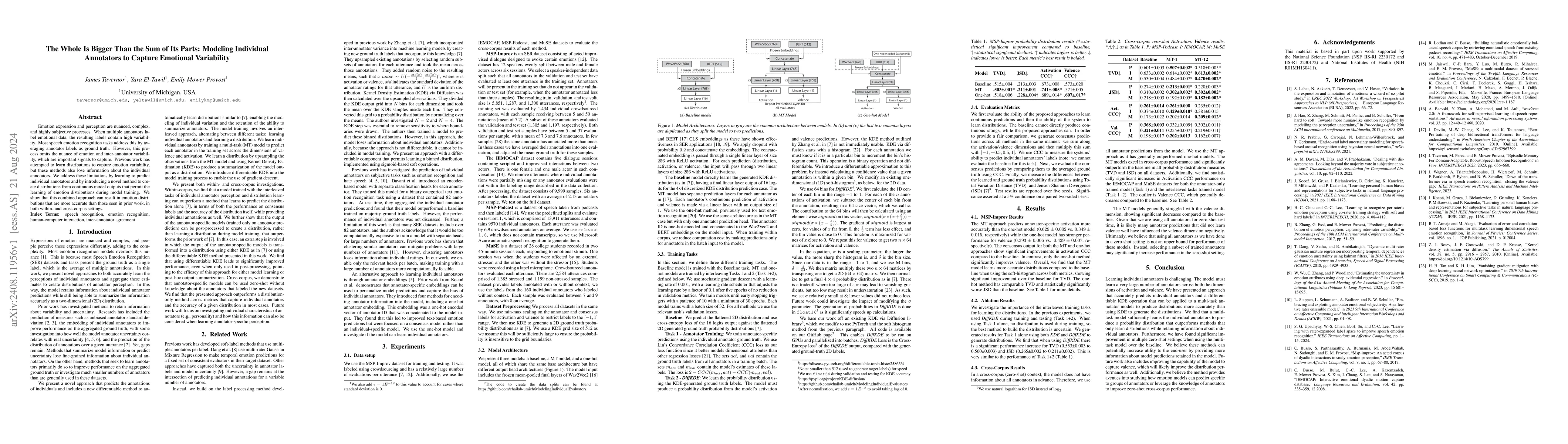 Thumbnail for The Whole Is Bigger Than the Sum of Its Parts: Modeling Individual
  Annotators to Capture Emotional Variability