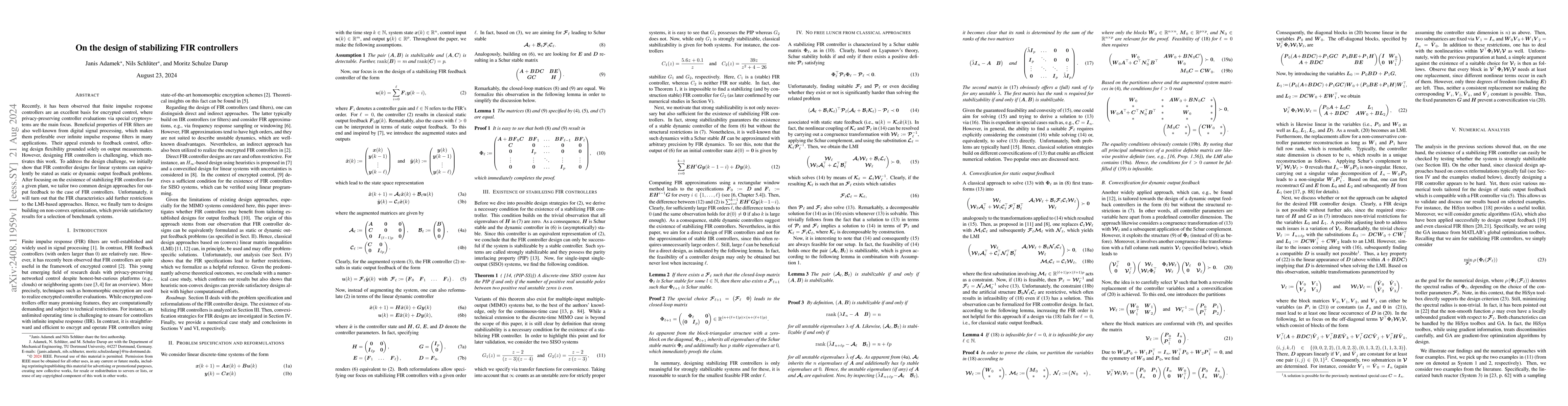 Thumbnail for On the design of stabilizing FIR controllers