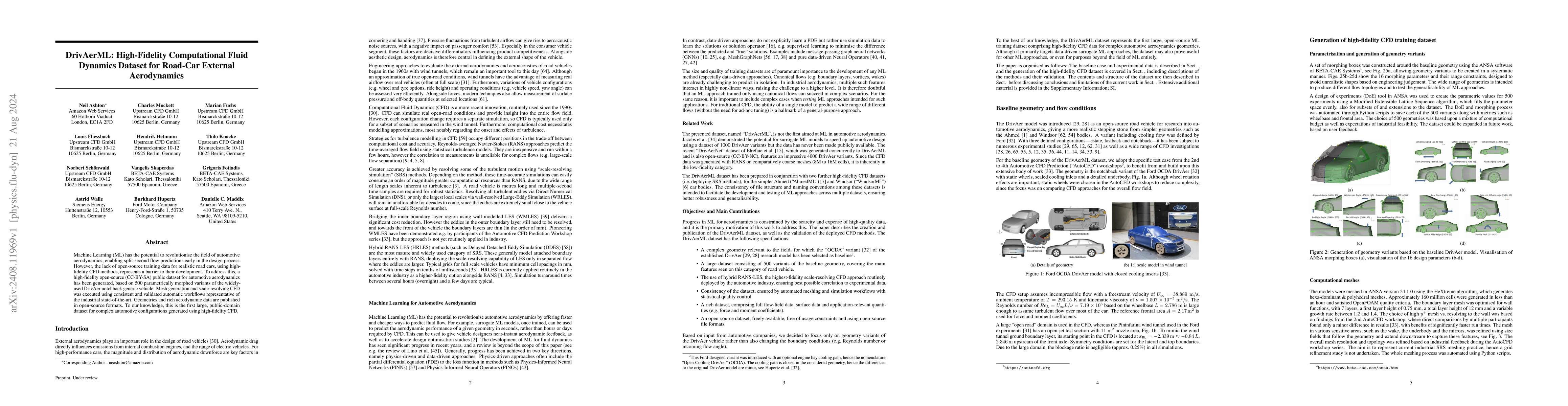 Thumbnail for DrivAerML: High-Fidelity Computational Fluid Dynamics Dataset for
  Road-Car External Aerodynamics
