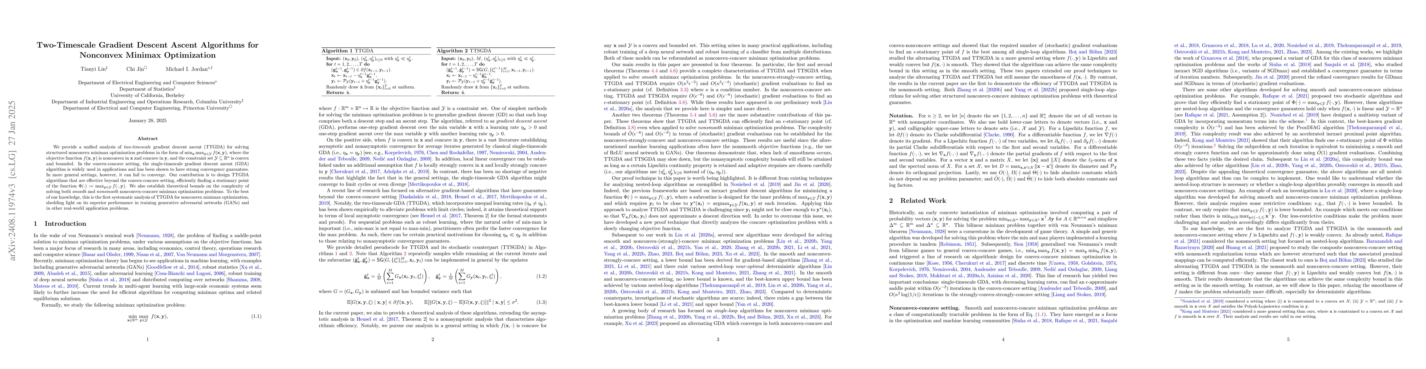 Thumbnail for Two-Timescale Gradient Descent Ascent Algorithms for Nonconvex Minimax
  Optimization