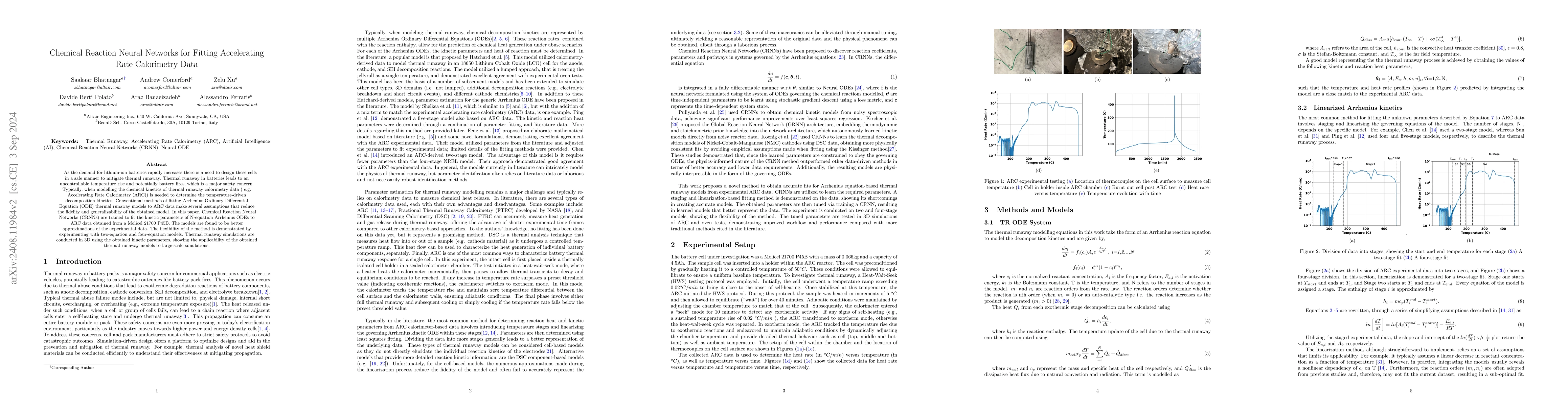 Thumbnail for Chemical Reaction Neural Networks for Fitting Accelerated Rate
  Calorimetry Data