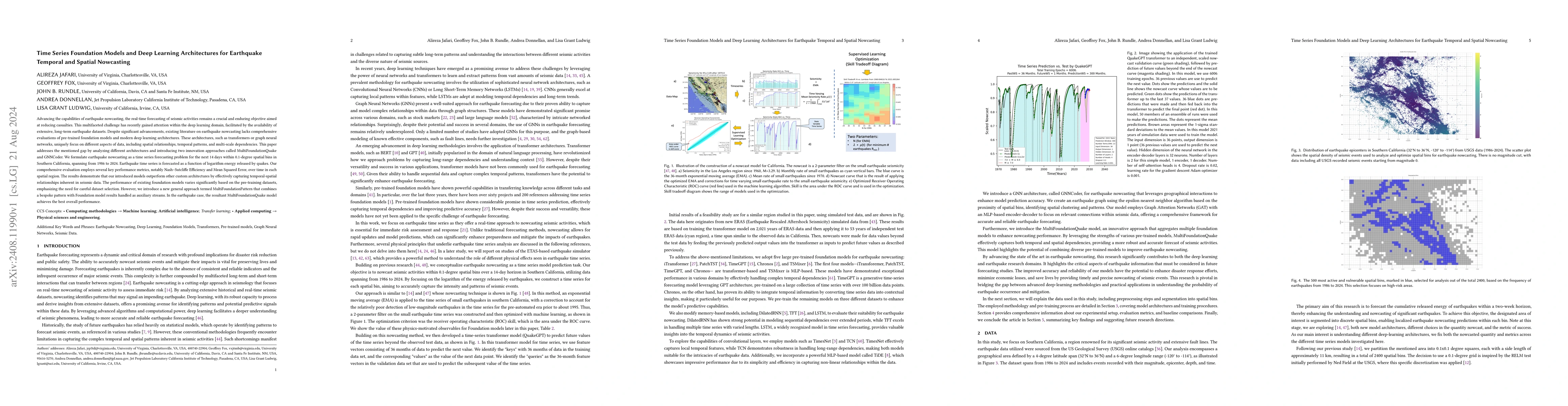 Thumbnail for Time Series Foundation Models and Deep Learning Architectures for
  Earthquake Temporal and Spatial Nowcasting