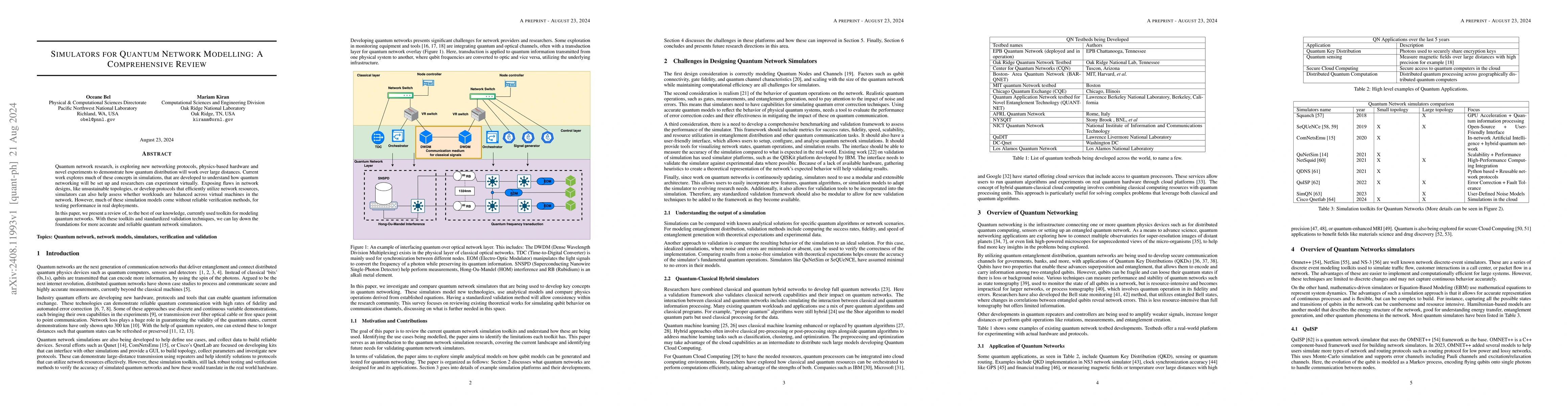 Thumbnail for Simulators for Quantum Network Modelling: A Comprehensive Review